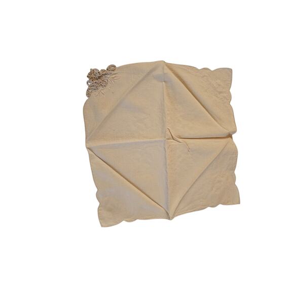 Set of 3 Vintage 100% Cotton Dinner Napkins Cream Crochet Side Victorian - Picture 3 of 4